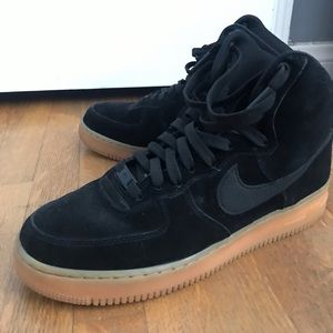 NIKE AIR FORCE ONE AF1 BLACK/GUM SUEDE HIGH TOP